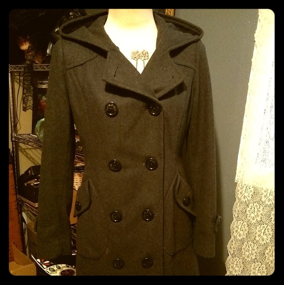Miss Sixty Jackets & Blazers - Miss Sixty Wool hooded pea coat style jacket